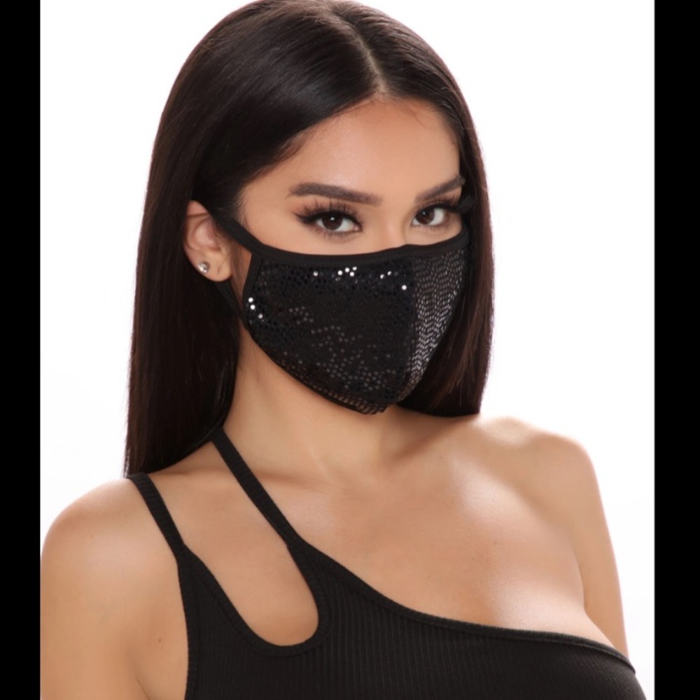 Sequin Black Face Mask